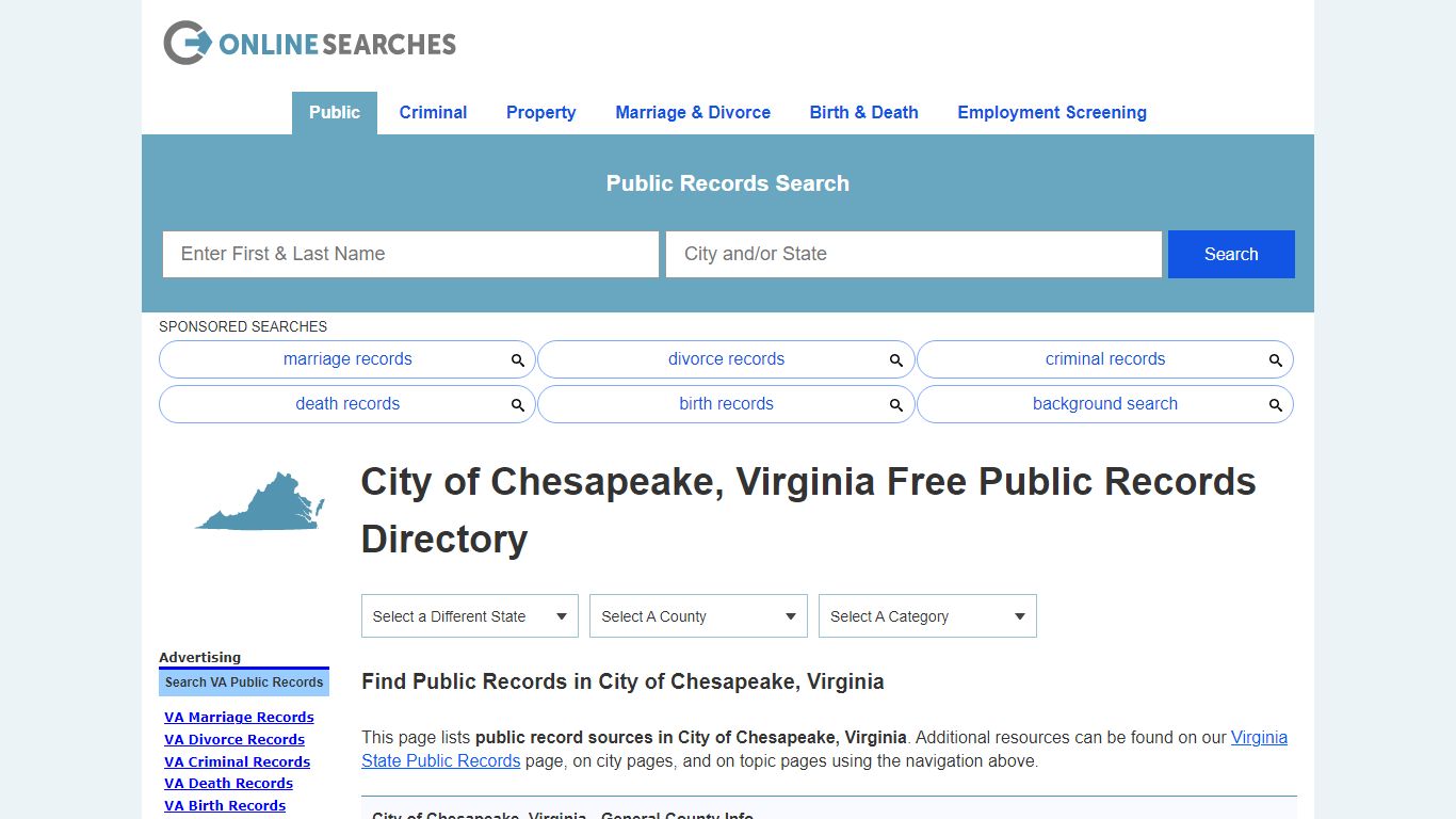 City of Chesapeake, Virginia Public Records Directory - OnlineSearches.com